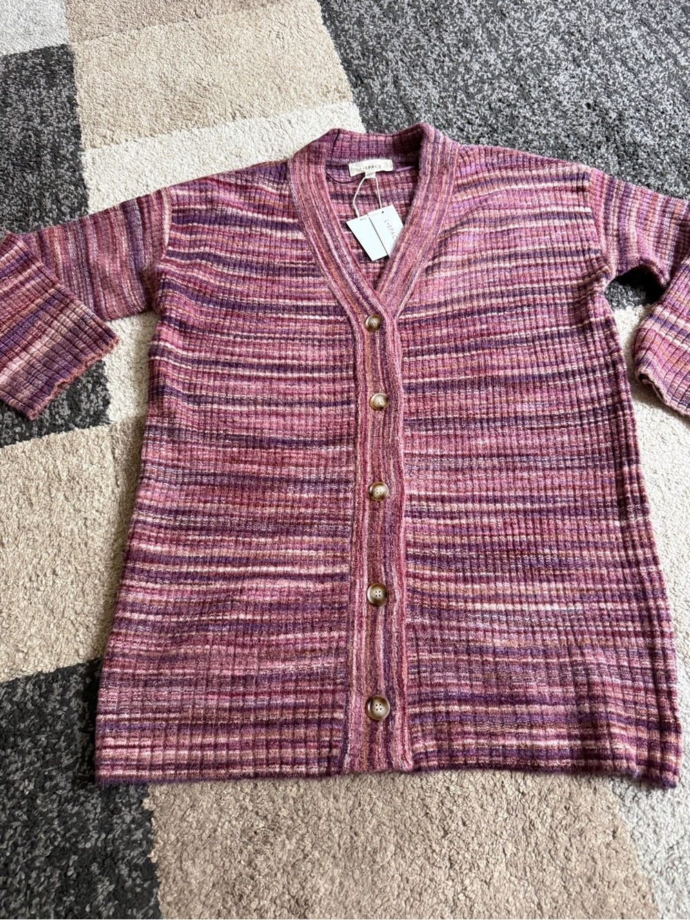 L*space Women’s Denim pink/purple Striped Button-Front Cardigan- XS/S